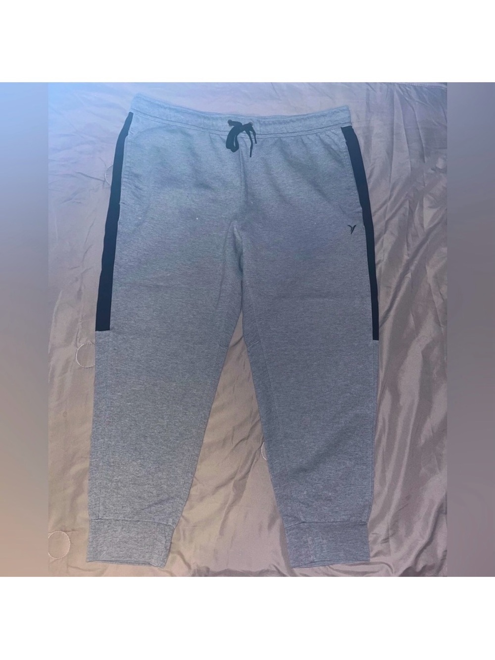 Old Navy Active Light Grey Retro Jogger Sweatpants Black Stripe Mens Large